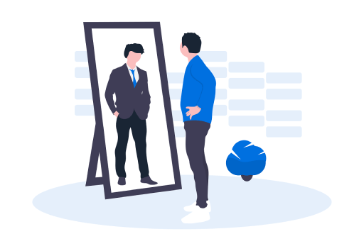 Man in front of a mirror